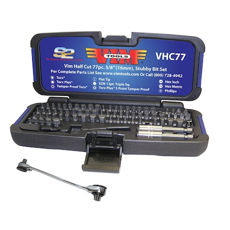 Vim Tools 77-Piece Half Cut Stubby Bit Set VHC77